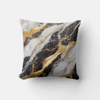 Black and White Marble Pattern with Gold Cushion