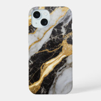 Black and White Marble Pattern with Gold