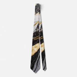 Black and White Marble Pattern with Gold Tie