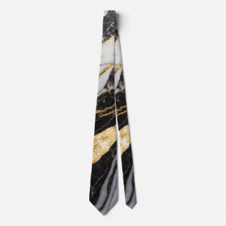 Black and White Marble Pattern with Gold Tie