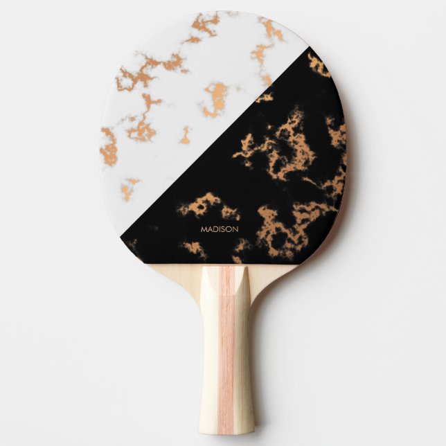 Black and White Marble Ping Pong Paddle (Front)