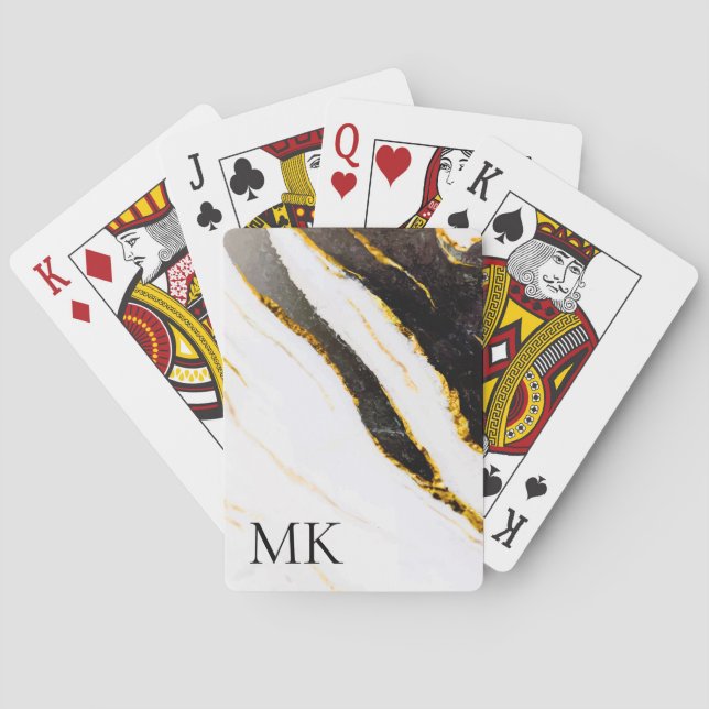 Black and White Marble Playing Cards (Back)