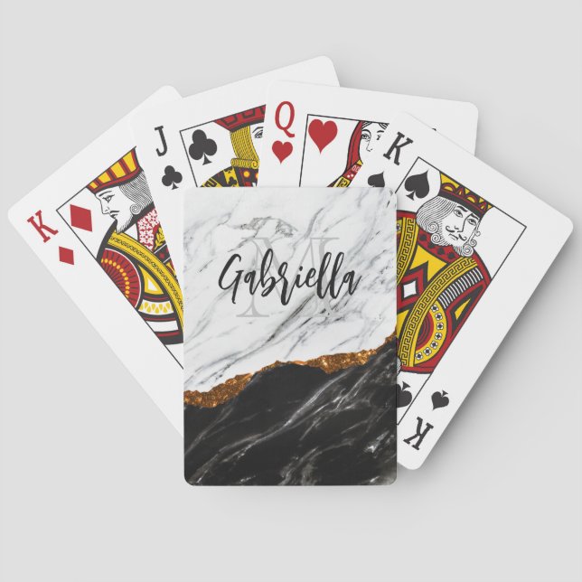 Black and White Marble Playing Cards (Back)