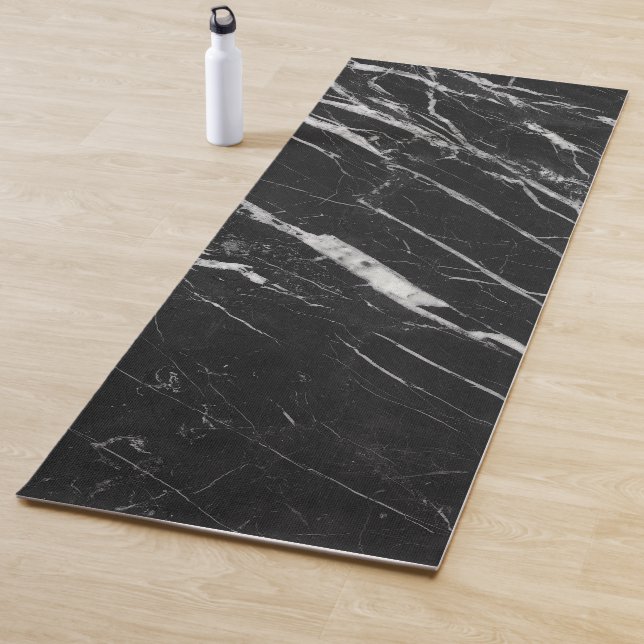 Black and White Marble Print Yoga Mat (In Situ)