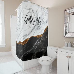 Black and White Marble Shower Curtain