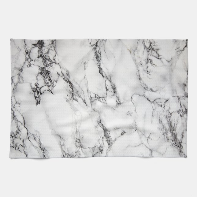 black and white marble stone tea towel (Horizontal)