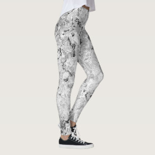 Black and White Marble Swirl Abstract Leggings