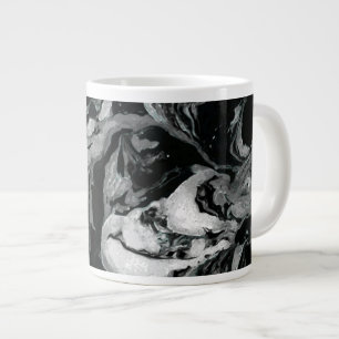 Black and white Marble texture Liquid paint art Large Coffee Mug