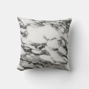 Black and White Marble Throw Pillow