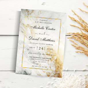 Black And White Marble Wedding Invitation