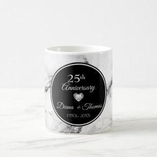 Black And White Marbled And Heart Coffee Mug