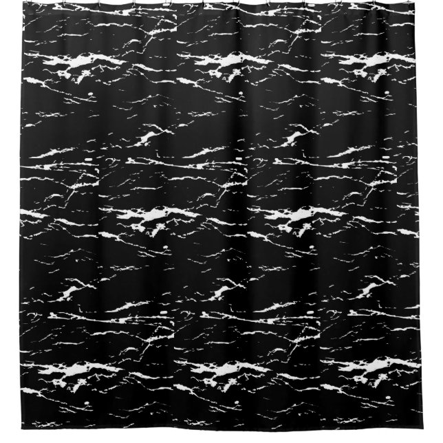 Black and White Marbled Effect Shower Curtain (Front)