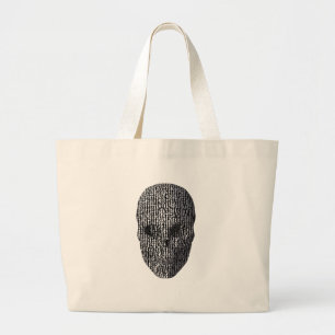 Black And White Marbled Skull Large Tote Bag