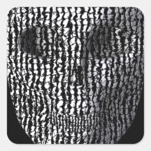 Black And White Marbled Skull Square Sticker