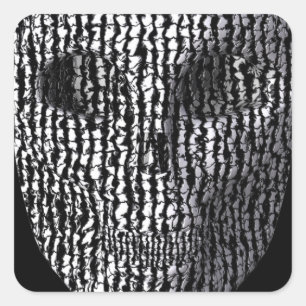 Black And White Marbled Skull Square Sticker