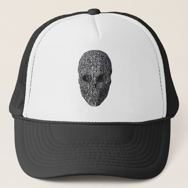 Black And White Marbled Skull Trucker Hat (Front)