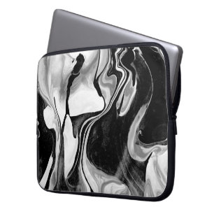 Black and White Marbling Laptop Sleeve