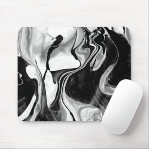 Black and White Marbling Mouse Pad