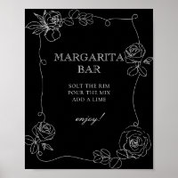 Black and White Margarita Bar Bridal Shower Poster