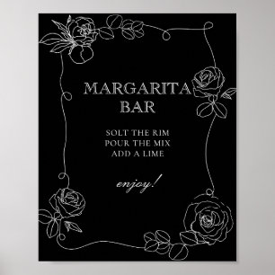 Black and White Margarita Bar Bridal Shower Poster