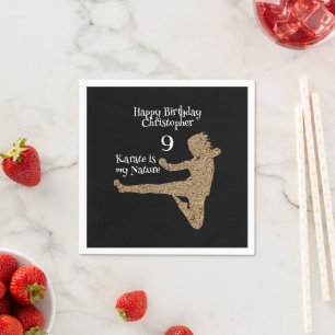 Black and White Martial Arts Karate Kids Birthday Napkin