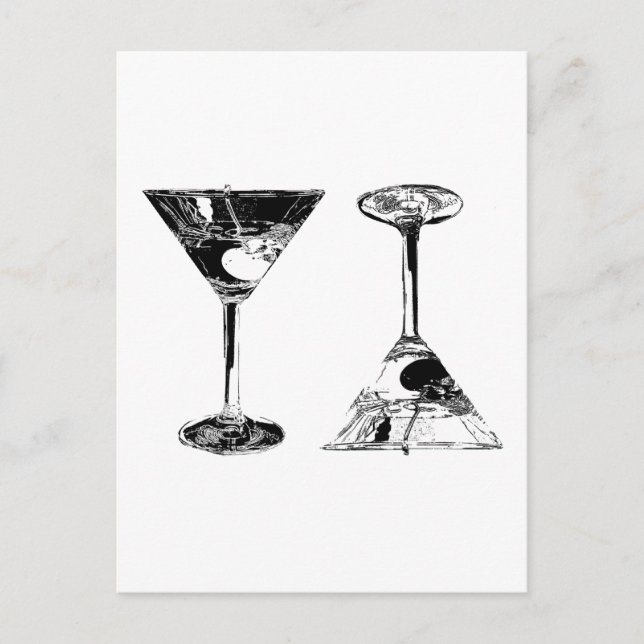 Black and White MartinisPop Art Postcard (Front)