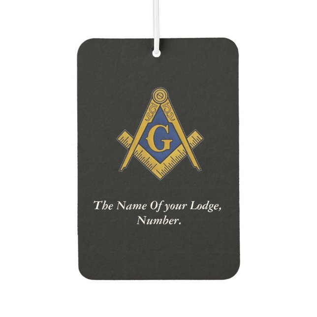 Black and White Masonic Freemason Compass Car Air Freshener (Front)