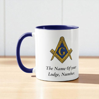Black and White Masonic Freemason Compass Mug