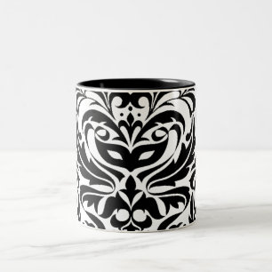 Black and White Masquerade Damask Mug