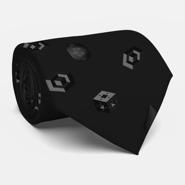 Black and white math pattern tie (Rolled)