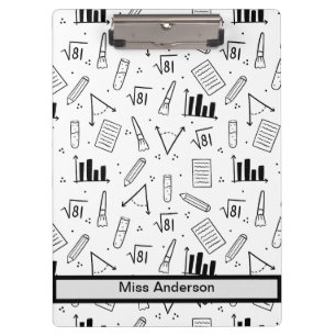 Black and White Math Themed Customisable Teacher's Clipboard