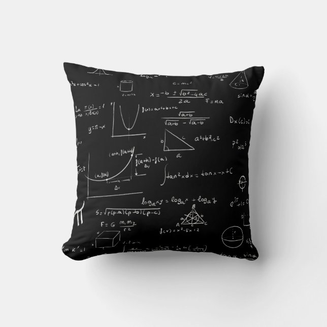 Black and White Mathematics Formulas and Graphics Cushion (Front)
