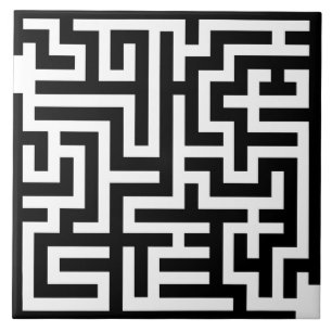 Black and White Maze Ceramic Tile