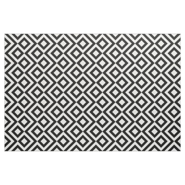 Black and White Meander Geometric Pattern Fabric (Fat Quarter)
