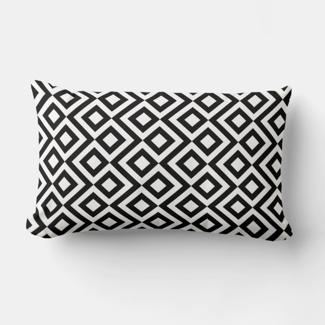 Black and White Meander Lumbar Cushion (Front)