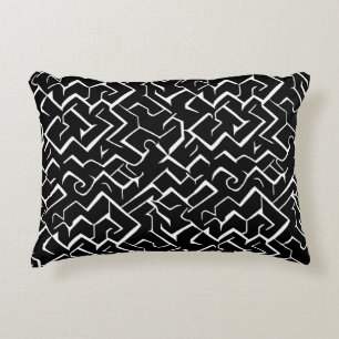 Black and White Meander Pattern Modern Gothic Decorative Cushion