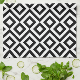 Black and White Meander Tea Towel