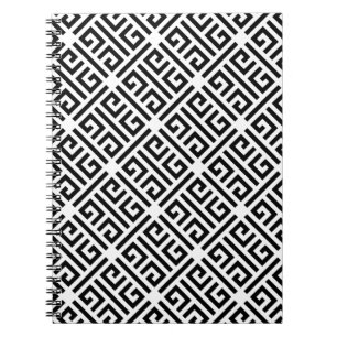 Black and white Meandering Greek Key Pattern Notebook