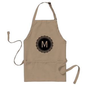Black And White Medallion Custom Initial Standard Apron