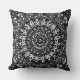 Black and White Medallion Design Cushion