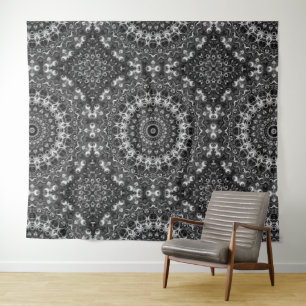 Black and White Medallion Design Tapestry