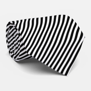 Black and White Medium Size Diagonal Stripes Tie
