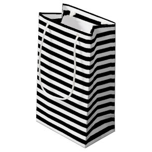 Black and White Medium Size Horizontal Stripes Small Gift Bag