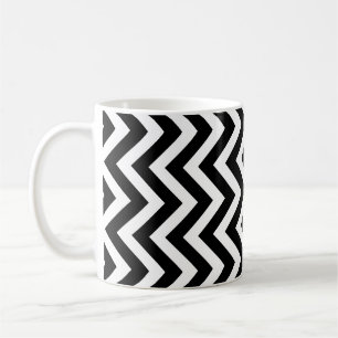 Black and White Medium Vertical Chevron Pattern Coffee Mug