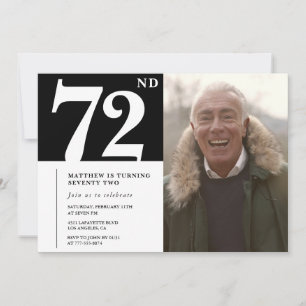 Black and White Men 72nd birthday Invitation