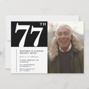 Black and White Men 77th birthday Invitation