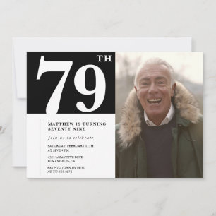 Black and White Men 79th birthday Invitation