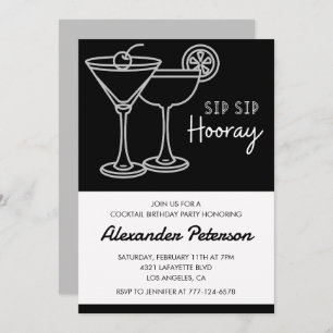 Black and White Men Cocktail 83rd birthday Invitation