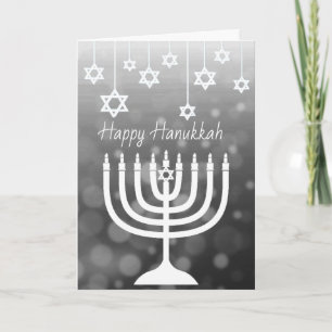 Black and White Menorah Happy Hanukkah Card