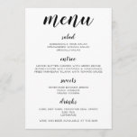 Black and White Menu<br><div class="desc">A simple and classy menu featuring a black and white stripe on the back side with simple and stylish text on the front. This menu can be used on it's own or as a compliment to our Black and White Wedding Invitation Suite. Check it out at the Scriptiva Zazzle Shop...</div>